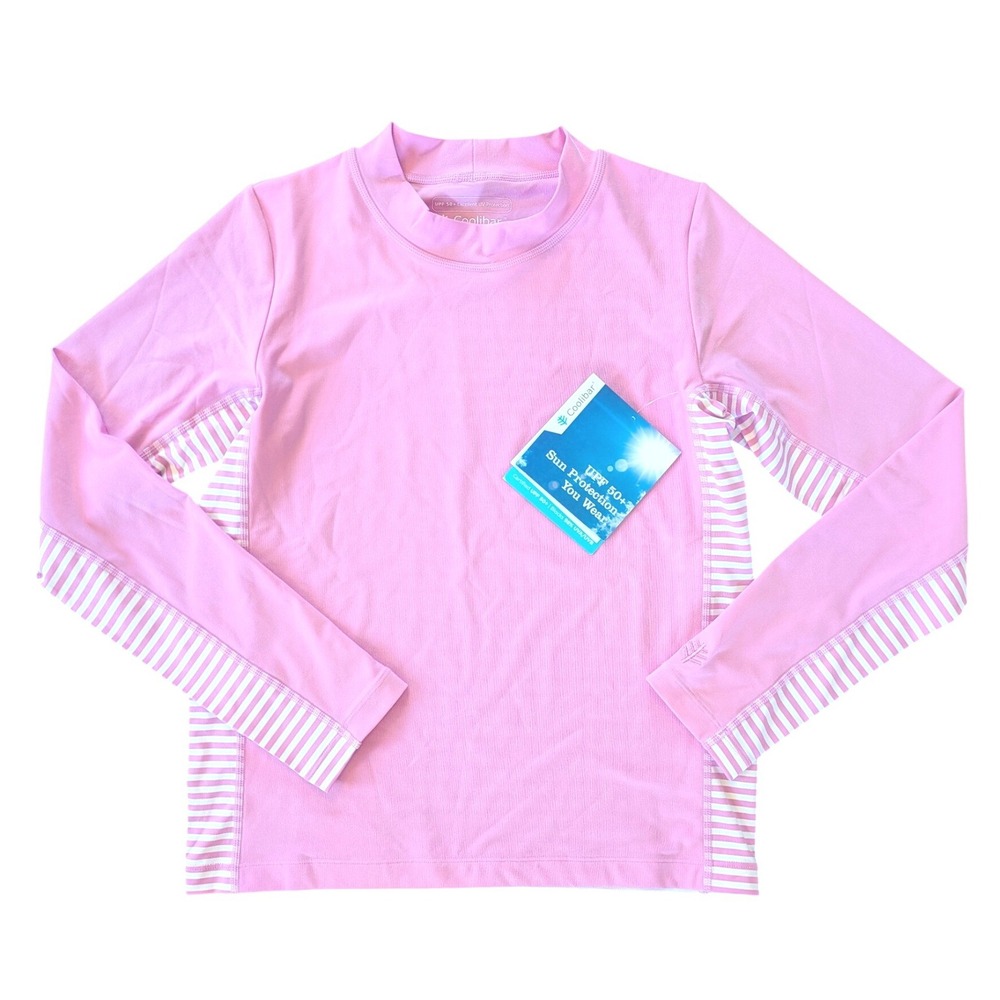 Coolibar Sandshark Youth L Pink Long Sleeve UPF 50 Sun Protection Surf Shirt NEW